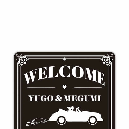 【長方形看板】ウェディングウェルカムボード・カー・ブラック/アメリカ製オリジナル看板(約20x30cm) PL8HERO