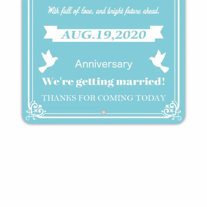 【長方形看板】ウェディングウェルカムボード・カー・ターコイズ/アメリカ製オリジナル看板(約20x30cm) PL8HERO