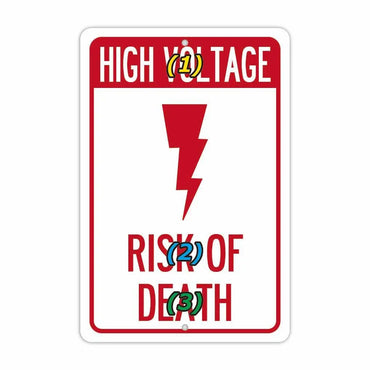 [Rectangular signboard] High voltage current / Risk of death / Original signboard made in the United States (approx. 20x30cm)