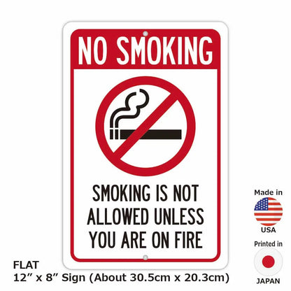 【長方形看板】禁煙 / 自身が燃えていない限り、煙を出す事禁止/アメリカ製オリジナル看板(約20x30cm) PL8HERO