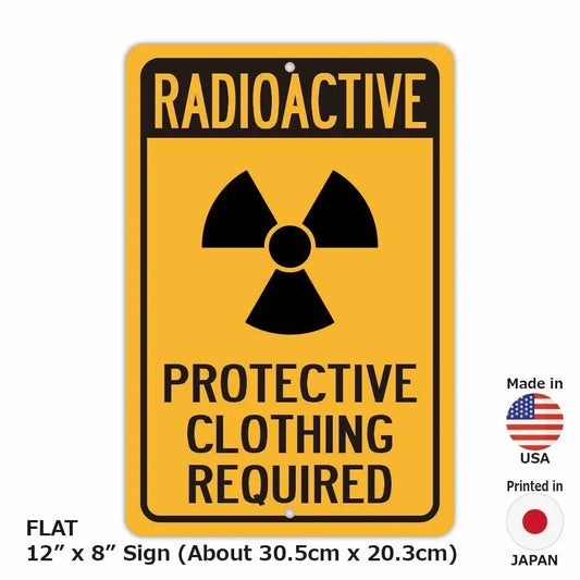 【長方形看板】放射線注意 / 防護服必須/アメリカ製オリジナル看板(約20x30cm) PL8HERO