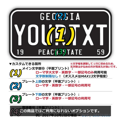 【ステッカー】ジョージア59/オリジナルアメリカナンバープレート型・耐水・耐候・屋外OK PL8HERO