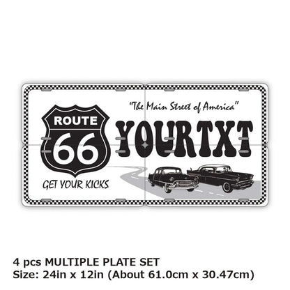 【マルチプレート】ルート66ホワイト/オリジナルアメリカナンバープレート PL8HERO