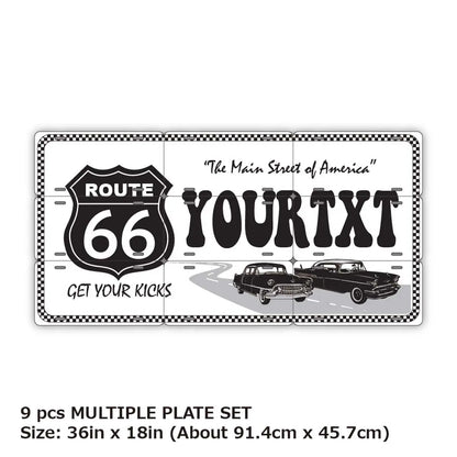 【マルチプレート】ルート66ホワイト/オリジナルアメリカナンバープレート PL8HERO