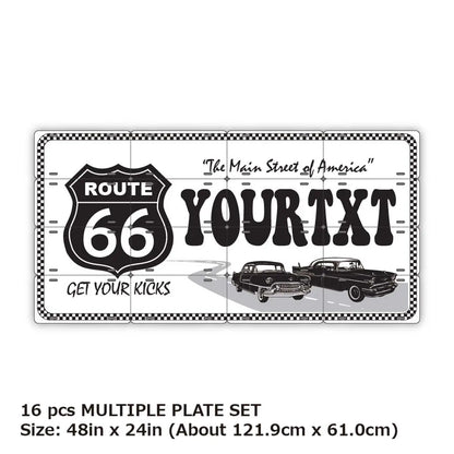 【マルチプレート】ルート66ホワイト/オリジナルアメリカナンバープレート PL8HERO