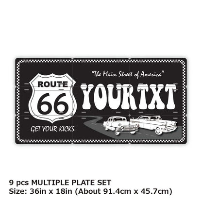 【マルチプレート】ルート66ブラック/オリジナルアメリカナンバープレート PL8HERO