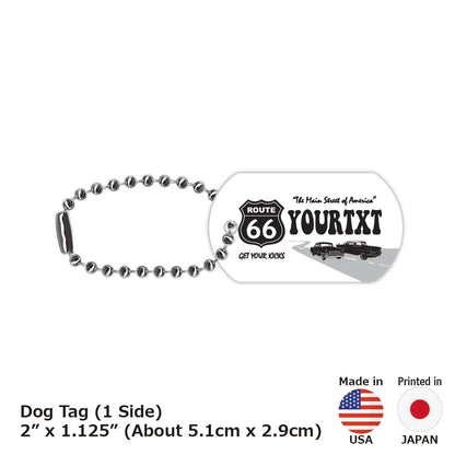 【ドッグタグ】ルート66ホワイト/オリジナルアメリカナンバープレート型 キーホルダー PL8HERO