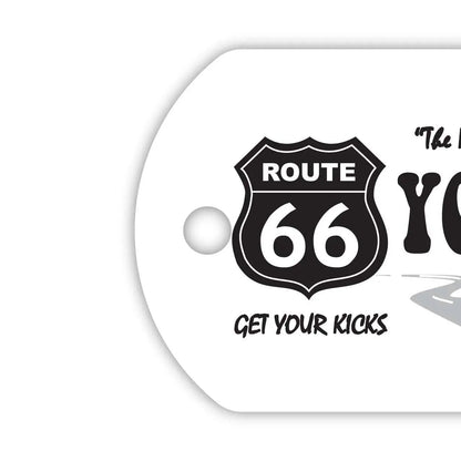 【ドッグタグ】ルート66ホワイト/オリジナルアメリカナンバープレート型 キーホルダー PL8HERO