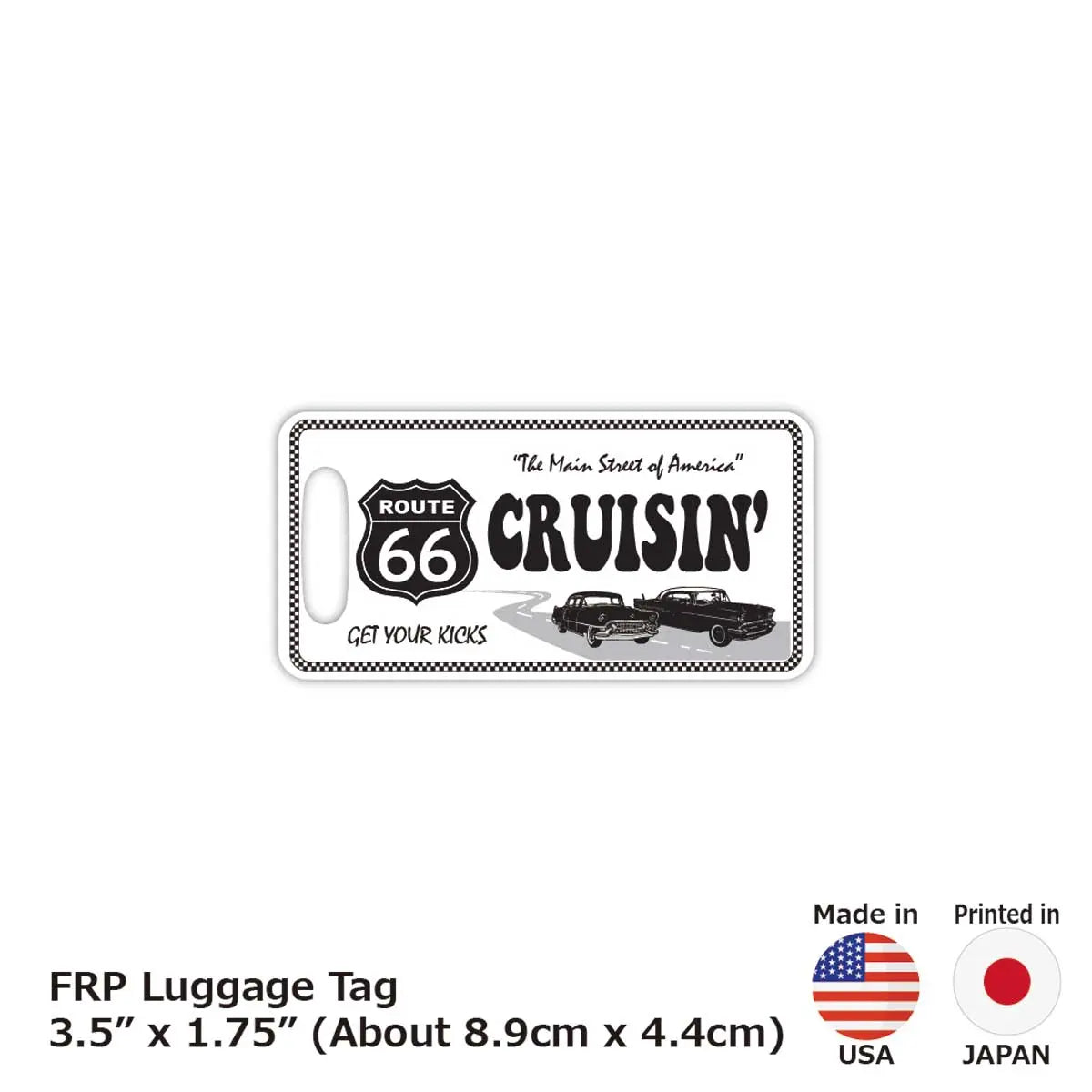 【ラゲッジタグ】ルート66・ホワイト/オリジナルアメリカナンバープレート型・おしゃれ ・紛失防止タグ PL8HERO