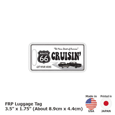 【ラゲッジタグ】ルート66・ホワイト/オリジナルアメリカナンバープレート型・おしゃれ ・紛失防止タグ