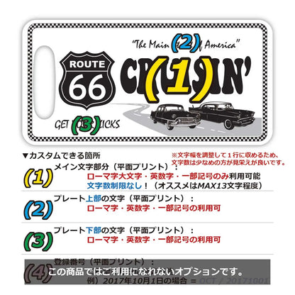 【ラゲッジタグ】ルート66・ホワイト/オリジナルアメリカナンバープレート型・おしゃれ ・紛失防止タグ PL8HERO