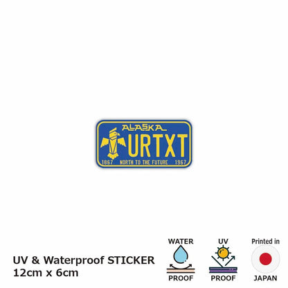 【ステッカー】アラスカ67/オリジナルアメリカナンバープレート型・耐水・耐候・屋外OK PL8HERO