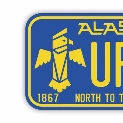 【ステッカー】アラスカ67/オリジナルアメリカナンバープレート型・耐水・耐候・屋外OK PL8HERO