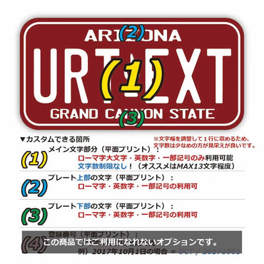 【ステッカー】アリゾナ80/オリジナルアメリカナンバープレート型・耐水・耐候・屋外OK