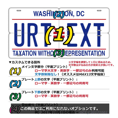 【マルチプレート】ワシントンDC/オリジナルアメリカナンバープレート PL8HERO