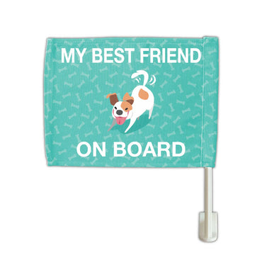 【カーフラッグ】DOG ON BOARD/犬乗ってます/自動車用オリジナルフラッグ・旗
