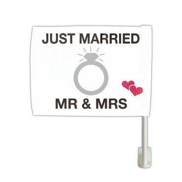 【カーフラッグ】JUST MARRIED/新婚ホヤホヤ/自動車用オリジナルフラッグ・旗