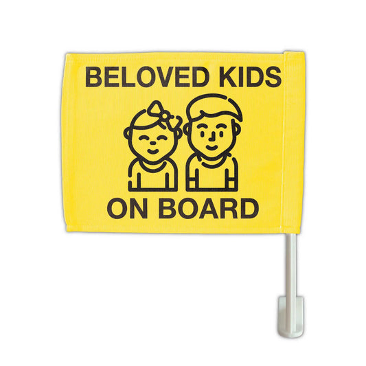 【カーフラッグ】KIDS ON BOARD/子供乗ってます/自動車用オリジナルフラッグ・旗 PL8HERO