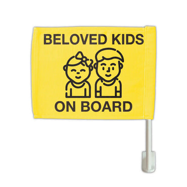 【カーフラッグ】KIDS ON BOARD/子供乗ってます/自動車用オリジナルフラッグ・旗