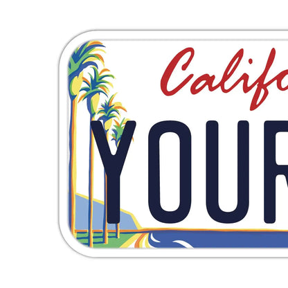 【ステッカー】カリフォルニア・ヤシの木/オリジナルアメリカナンバープレート型・耐水・耐候・屋外OK PL8HERO