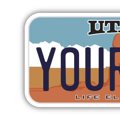 【ステッカー】ユタ/オリジナルアメリカナンバープレート型・耐水・耐候・屋外OK PL8HERO