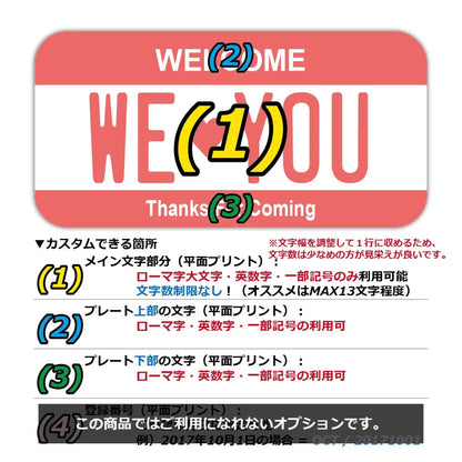 【ステッカー】カラー・ピンク/オリジナルアメリカナンバープレート型・耐水・耐候・屋外OK PL8HERO