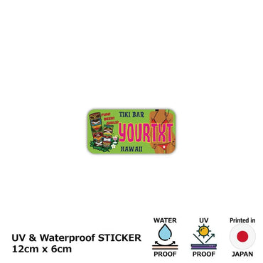 [Sticker] Hawaii Tiki Bar / Original American License Plate Type / Water Resistant / Weatherproof / Outdoor OK