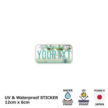 [Sticker] Palm tree / Coral beach / Original American license plate type / Water resistant / Weather resistant / Outdoor OK