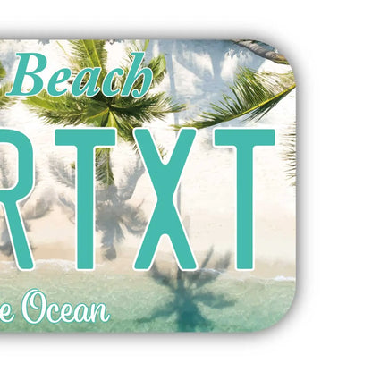 【ステッカー】ヤシの木・コーラルビーチ/オリジナルアメリカナンバープレート型・耐水・耐候・屋外OK PL8HERO