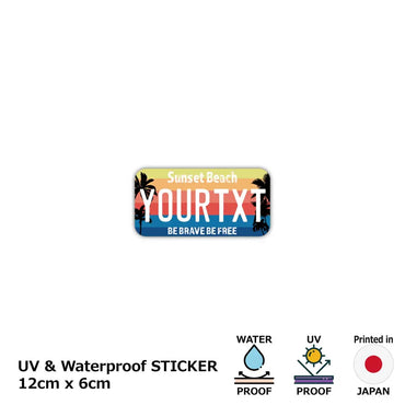 [Sticker] Palm tree / Gradation / Original American license plate type / Water resistant / Weather resistant / Outdoor OK