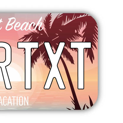 【ステッカー】ヤシの木・オーシャンサンセット/オリジナルアメリカナンバープレート型・耐水・耐候・屋外OK PL8HERO