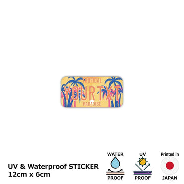 [Sticker] Palm tree / Sunset Paradise / Original American license plate type / Water resistant / Weather resistant / Outdoor OK