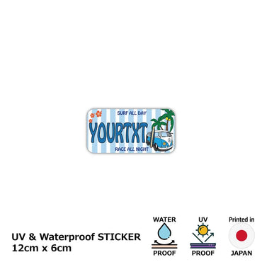 [Sticker] Wagen Bath Blue / Original American License Plate Type / Water Resistant / Weatherproof / Outdoor OK