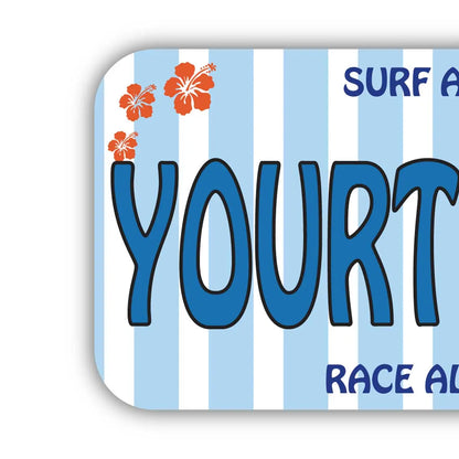 【ステッカー】ワーゲンバス・ブルー/オリジナルアメリカナンバープレート型・耐水・耐候・屋外OK PL8HERO