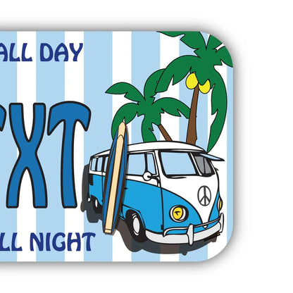 【ステッカー】ワーゲンバス・ブルー/オリジナルアメリカナンバープレート型・耐水・耐候・屋外OK PL8HERO