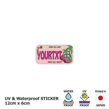 [Sticker] Wagen Bath Pink / Original American License Plate Type / Water Resistant / Weatherproof / Outdoor OK