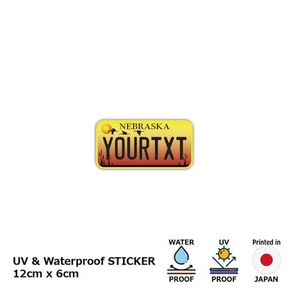 【ステッカー】ネブラスカ/オリジナルアメリカナンバープレート型・耐水・耐候・屋外OK PL8HERO