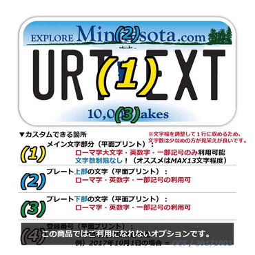 【ステッカー】ミネソタ/オリジナルアメリカナンバープレート型・耐水・耐候・屋外OK