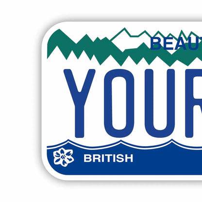 【ステッカー】ブリティッシュコロンビア・パーソナライズド/オリジナルカナダナンバープレート型・耐水・耐候・屋外OK PL8HERO