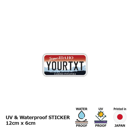 【ステッカー】アイダホ/オリジナルアメリカナンバープレート型・耐水・耐候・屋外OK PL8HERO