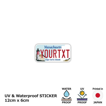 [Sticker] Massachusetts Cape Cod / Original American license plate type, water resistant, weather resistant, outdoor OK