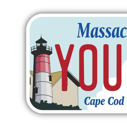 【ステッカー】マサチューセッツ・ケープコッド/オリジナルアメリカナンバープレート型・耐水・耐候・屋外OK PL8HERO