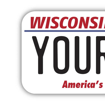 【ステッカー】ウィスコンシン/オリジナルアメリカナンバープレート型・耐水・耐候・屋外OK PL8HERO