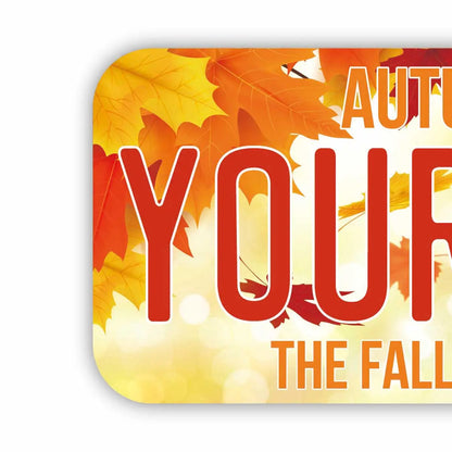 【ステッカー】紅葉・オレンジ/オリジナルアメリカナンバープレート型・耐水・耐候・屋外OK PL8HERO