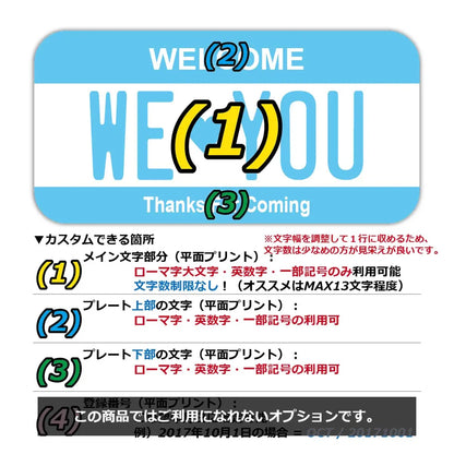 【ステッカー】カラー・ブルー/オリジナルアメリカナンバープレート型・耐水・耐候・屋外OK PL8HERO