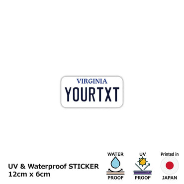 [Sticker] Virginia / Original American license plate type / water resistant / weather resistant / outdoor OK