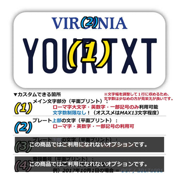 [Sticker] Virginia / Original American license plate type / water resistant / weather resistant / outdoor OK