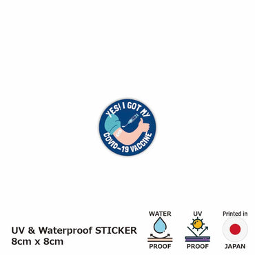 [Sticker] Round sticker / Vaccination enlightenment (vaccinated) Navy / Original characters / Water resistant / Weather resistant / Outdoor OK