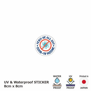 [Sticker] Round sticker, vaccination awareness (vaccine shot) white/original letters, water resistance, weather resistance, outdoor OK