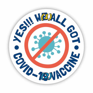 [Sticker] Round sticker, vaccination awareness (vaccine shot) white/original letters, water resistance, weather resistance, outdoor OK